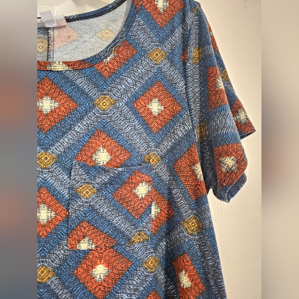 Geometric Patterned Blue Dress - Picture 4 of 5